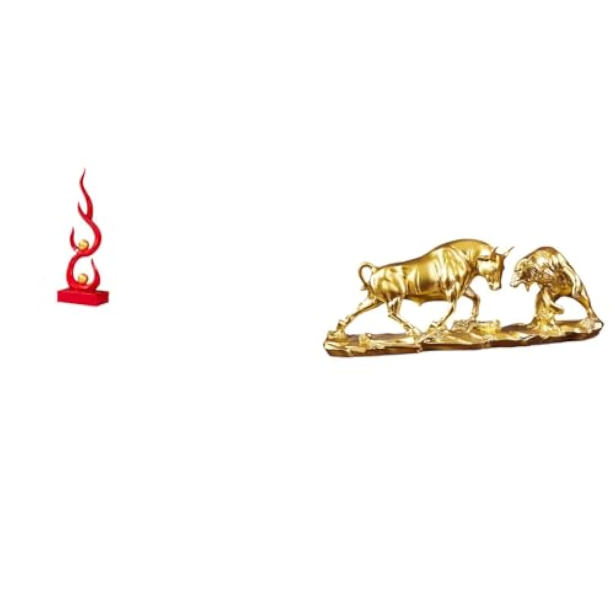 Abstract Resin Flame Bull Bear Cow Statue